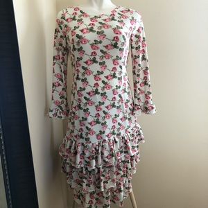 Nwt dainty jewells modest floral ruffle knit dress